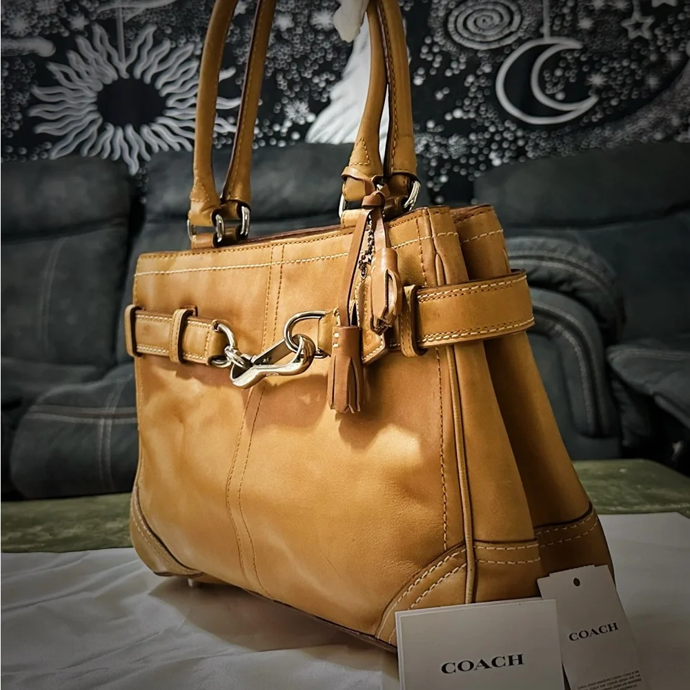 Vintage Coach tote bag shoulder bag Tan Leather 2007 - Picture 3 of 17